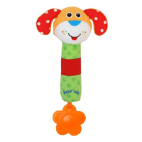 BABY MIX - Dětská pískací plyšová hračka s chrastítkem pejsek