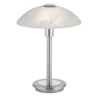 PAUL NEUHAUS LED stolní lampa stříbrná alabastrový dekor sklo 3 krokové stmívání dotykovým stmív