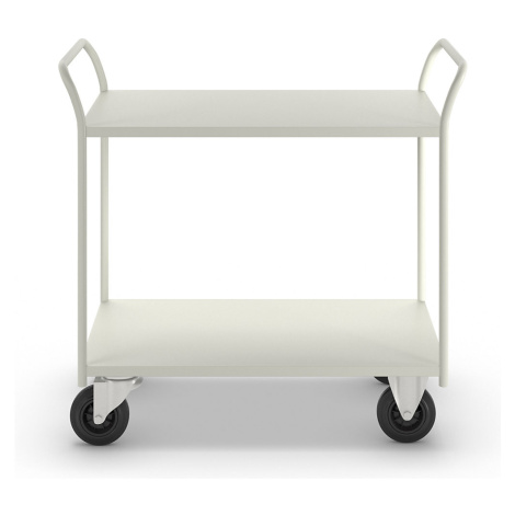 Kongamek Stolový vozík KM41, 2 etáže, d x š x v 1070 x 550 x 1000 mm, bílá, 2 otočná a 2 pevná k