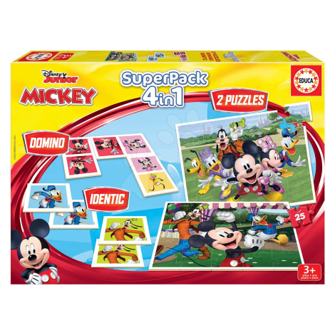 Puzzle domino a pexeso Mickey and Friends Disney Superpack Educa 2 x 25 dílků