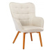 Estila Skandinávská moderní židle Scandinavia s prošívaným čalouněním v krémové barvě s dřevěným