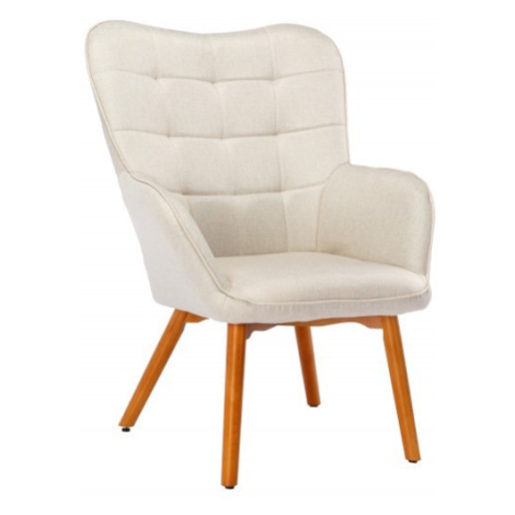 Estila Skandinávská moderní židle Scandinavia s prošívaným čalouněním v krémové barvě s dřevěným