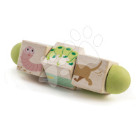 Dřevěný točící se válec Twisting Cubes Tender Leaf Toys s malovanými zvířátky od 18 měsíců