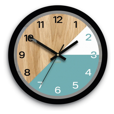 ModernClock Dřevěné nástěnné hodiny Paris 33 cm modré/černé