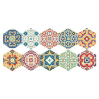 Sada 10 samolepek na podlahu Ambiance Floor Stickers Hexagons Lorena, 40 x 90 cm