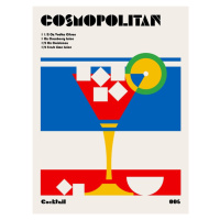 Ilustrace Cosmopolitan Bauhaus Cocktail, Retrodrome, 30 × 40 cm