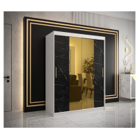 Šatní skříň Abi Golden T1 Barva korpusu: Bílá, Rozměry: 150 cm, Dveře: Černý Marmur + zlaté zrca
