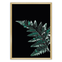 Dekoria Plakát Dark Fern Leaf, 40 x 50 cm, Volba rámku: Zlatý