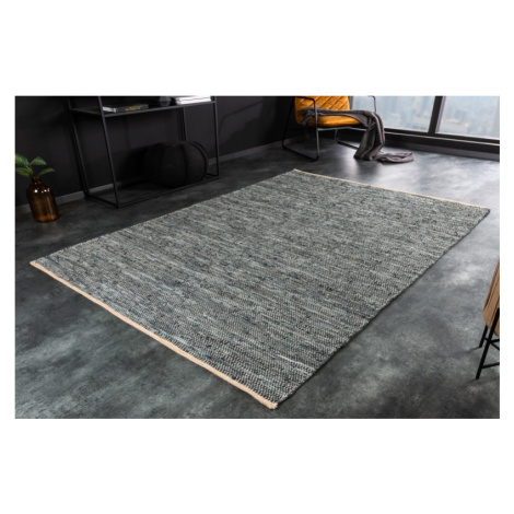 Estila Modro-šedý koberec Canna z pravé kůže obdélníkový 230cm