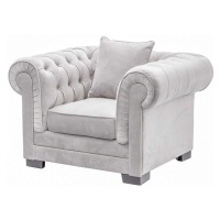 Dekoria Křeslo Chesterfield Classic Velvet Light Grey 118x96x77cm, 118 x 96 x 77 cm