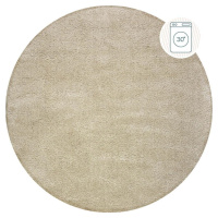 Béžový pratelný kulatý koberec z recyklovaných vláken 133x133 cm Fluffy – Flair Rugs