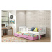 Dětská postel KUBUS s výsuvnou postelí 90x200 cm - bílá Ružové