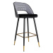 Estila Art deco glamour barová židle se sametovým potahem černo-bílé barvy s motivem kohouté sto