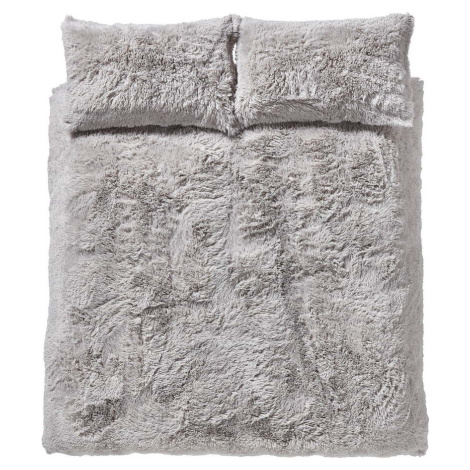 Světle šedé mikroplyšové povlečení Catherine Lansfield Cuddly, 135 x 200 cm