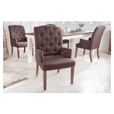 LuxD Designová židle s područkami Queen hnědá