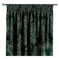 Dekoria Závěs s řasící páskou, stylizované palmové listy na zeleném podkladu, Velvet, 704-21