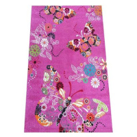 Dětský kusový koberec Motýl růžový 200 × 290 cm