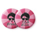 Spielehelden Odznaky Braut Vintage pink pro rozlučku se svobodou 12 odznaků 5,6 cm extra velký d