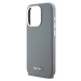 DKNY Liquid Silicone Silver Metal Logo Magsafe kryt iPhone 15 Pro šedý