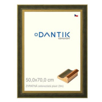 DANTIK rámeček 50 × 70, ZVRATNÝ zelenozlatý plast plexi čiré