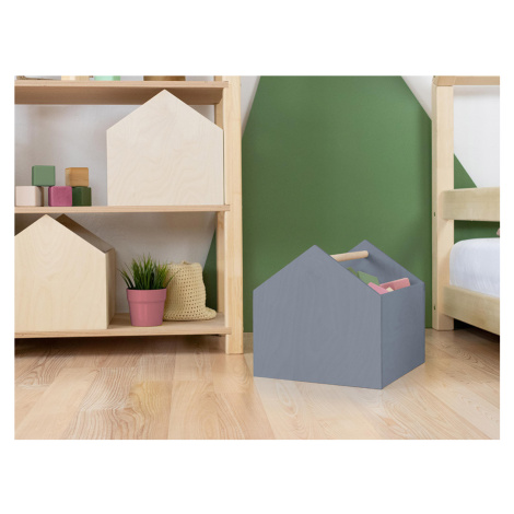 Benlemi Dřevěný úložný box HOUSE ve tvaru domečku Zvolte barvu: Tmavě šedá