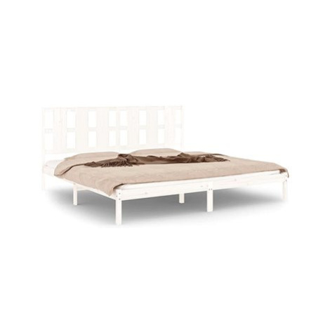 Rám postele bílý masivní dřevo 180 × 200 cm Super King, 3105616 SHUMEE
