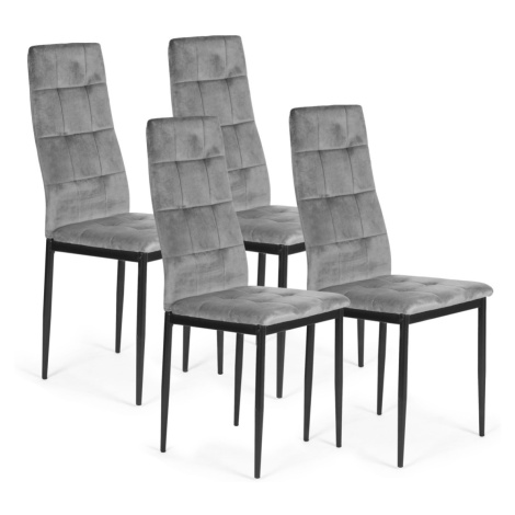MODERNHOME Sada 4 ks jídelních židlí Velur šedá