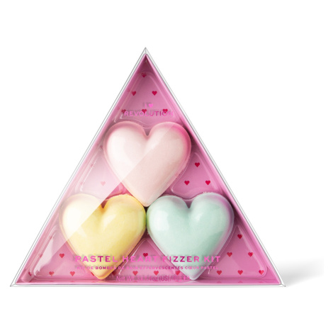 Revolution I Heart Pastel Heart Fizzer Kit koupelová bomba 3 ks