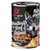 Alpha spirit Dog Meatballs 6 × 400 g - 4 + 2 zdarma - hovězí se šalvějí