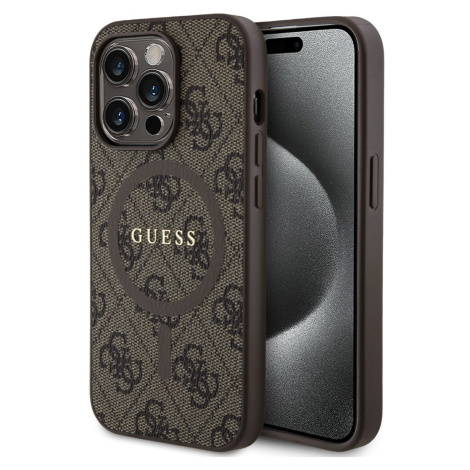 Guess PU Leather 4G Colored Ring MagSafe kryt iPhone 14 Pro hnědý