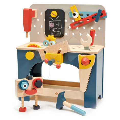 Dřevěná dílna s robotem Table top Tool Bench Tender Leaf Toys s nářadím a stavebnicí