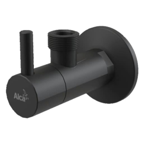 Rohový ventil Alca s filtrem 1/2"×1/2", kulatý, černá-mat ARV003BLACK Alcaplast