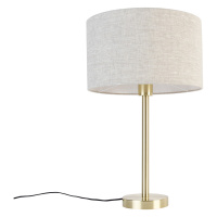 Klasická stolní lampa mosaz se stínidlem světle šedá 35 cm - Simplo