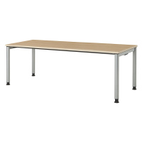 mauser Obdélníkový stůl s nohami z kruhové trubky, v x š 680 - 760 x 2000 mm, deska s javorovým 