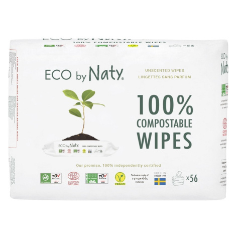 Eco Naty ECO vlhčené ubrousky Naty bez vůně - pro citlivou pokožku - výhodné balení (3 x 56 ks) Eco by Naty