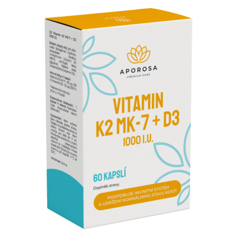 Aporosa Vitamin K2+D3 MK-7, 60 kapslí