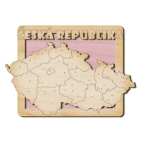 FK Dřevěná magnetka - mapa Česká republika - 9,2 x 6,5 cm Barva dřeva: Růžová