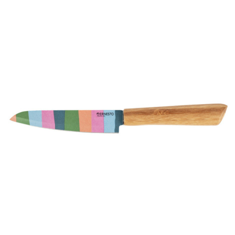 ERNESTO® Nůž s bambusovou rukojetí (sada nožů na zeleninu, zelená/pruhy)