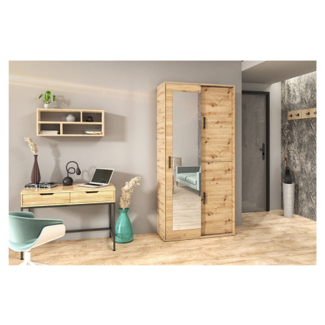 Šatní skříň se zrcadlem 100 cm AUREVIA - dub artisan