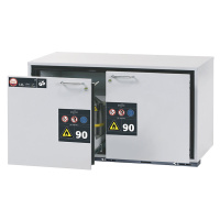 asecos Ohnivzdorná podstavná skříň na nebezpečné látky, typ 90, v x š 600 x 1102 mm, 2 zásuvky