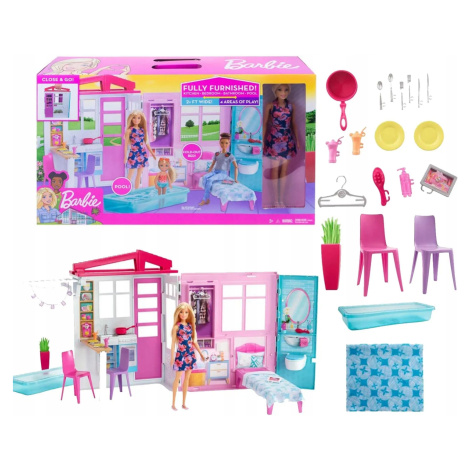 Barbie Útulný Domeček Panenka Příslušenství Přenosný Set GWY84
