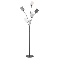 Černo-šedá stojací lampa s textilním stínidlem (výška 172 cm) Koi – Fischer & Honsel