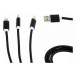 Gembird CABLEXPERT kabel USB A Male/Micro B + Type-C + Lightning, 1m, opletený, černá - CC-USB2-