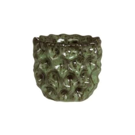 Obal kulatý DENTED keramika glazovaný zelená 8cm