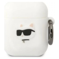 Pouzdro Karl Lagerfeld AirPods 1/2 cover white Silicone Choupette Head 3D (KLA2RUNCHH)
