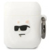 Pouzdro Karl Lagerfeld AirPods 1/2 cover white Silicone Choupette Head 3D (KLA2RUNCHH)