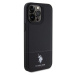 U.S. Polo PU Leather Mesh Pattern Double Horse kryt pro iPhone 15 Pro černý