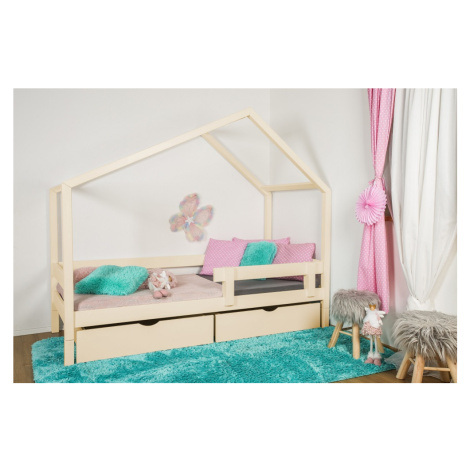 Vyspimese.CZ Dětská postel Elsa se zábranou-dva šuplíky Rozměr: 90x200 cm, Barva: lak