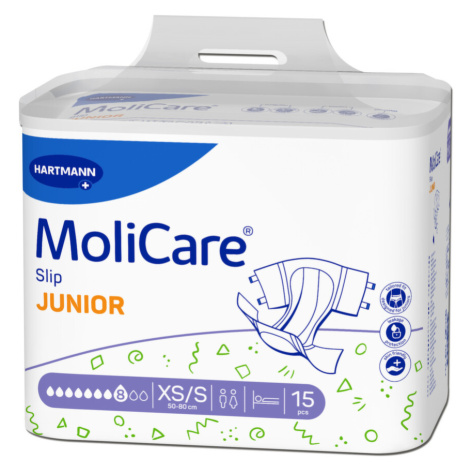 KALHOTKY ZALEPOVACÍ MOLICARE SLIP JUNIOR 8 KAP XS/S BOKY 50-80CM, 1914ML,15KS