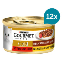 Gourmet Gold Délicatesse en Sauce hovězí a kuřecí 12 × 85 g